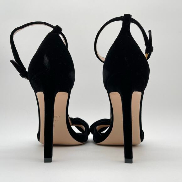 TOM FORD | Velvet Brigitte Sandal in Black T-Strap Open Toe Bow Heels 40 / 8.5 - Picture 12 of 16